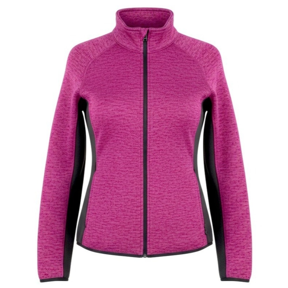 Marc New York Knit Fleece Jacket Womens Large Raspberry Black Full Zip